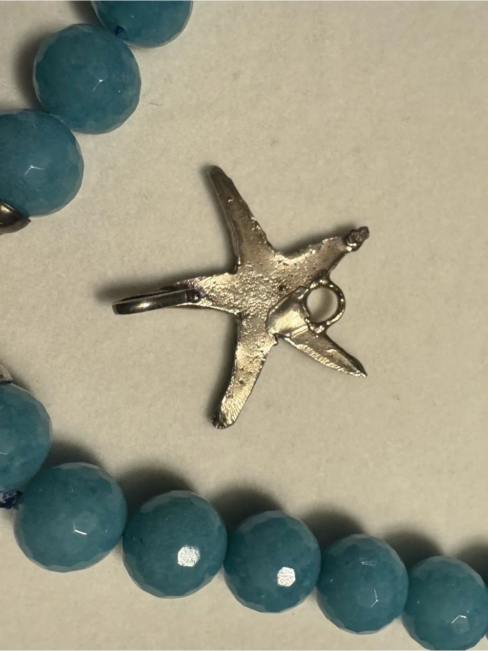 Antonello Piccione Italy 91.2% Fine Silver Starfish Angelite Beaded Necklace Box